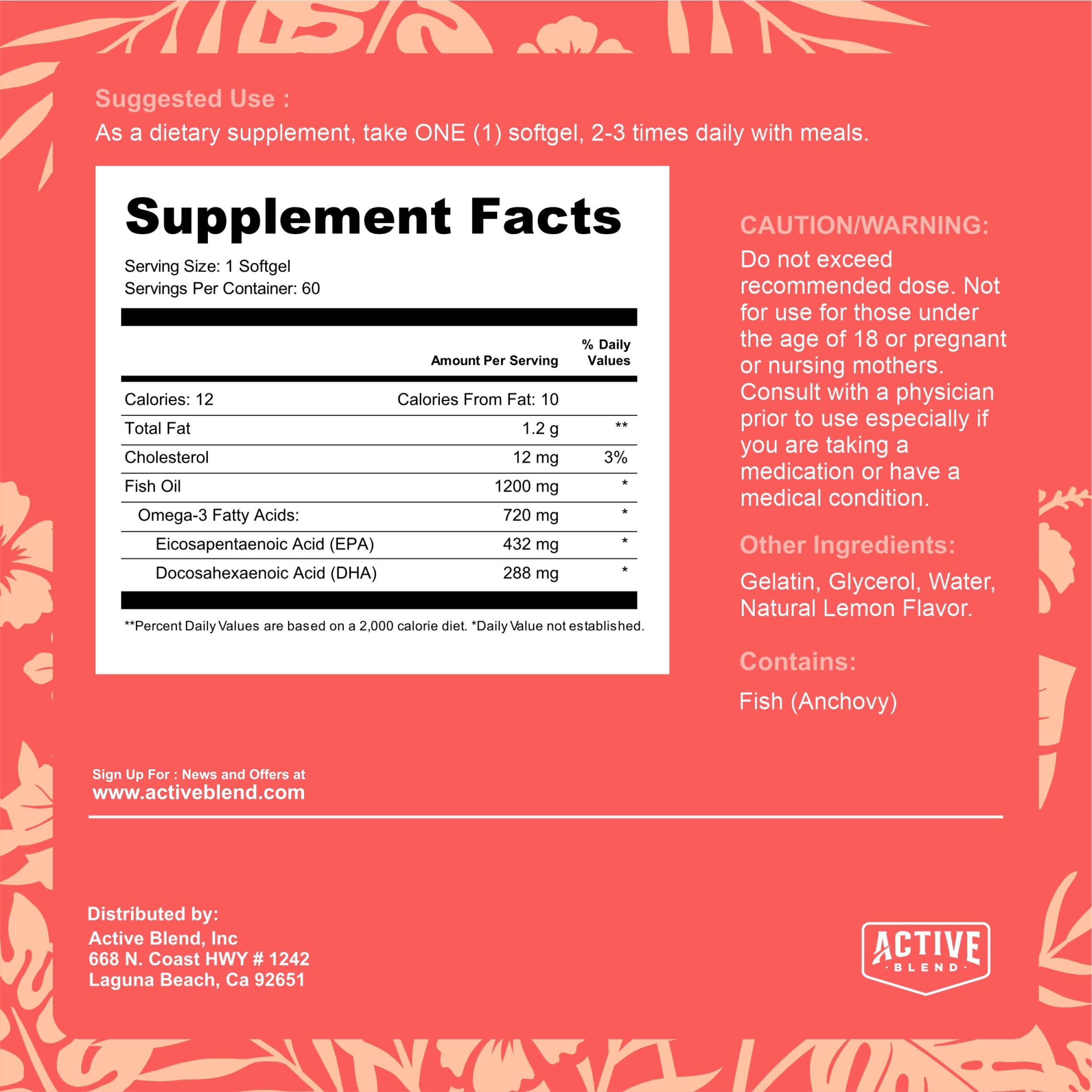 Omega 3 Fish Oil - w/EPA & DHA Fatty Acids